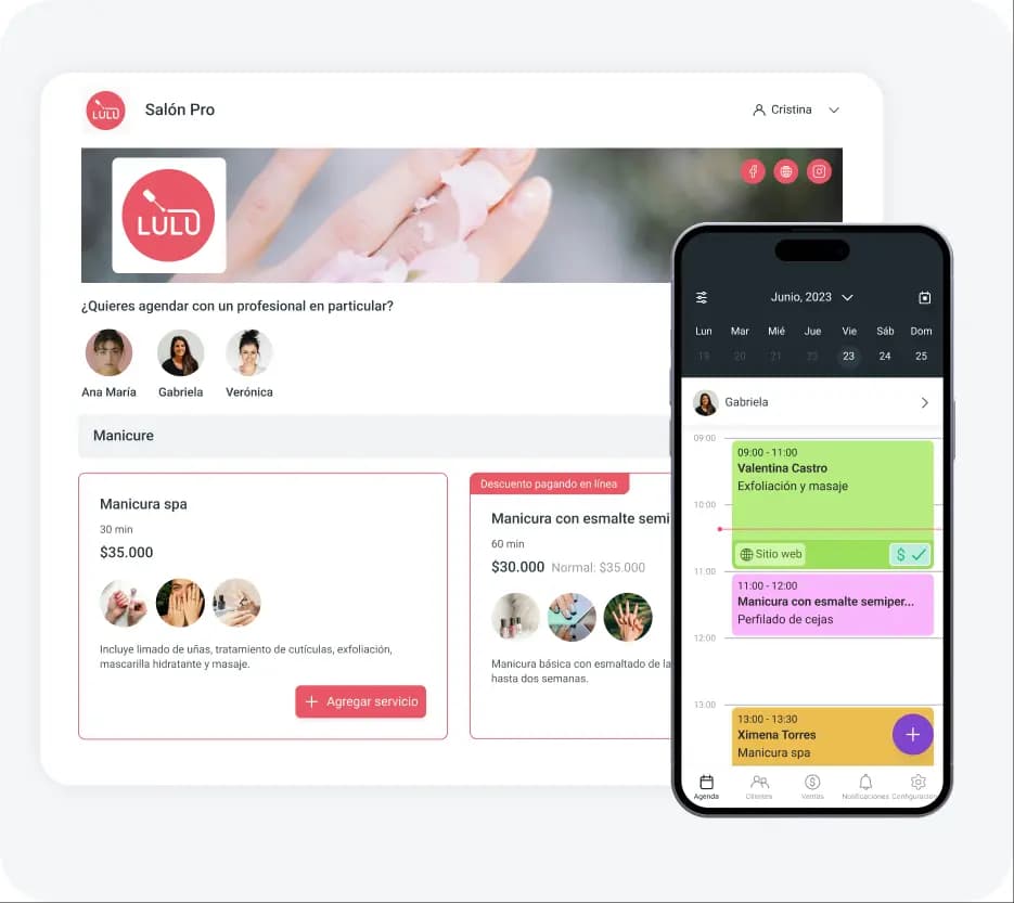 gestión de citas para salón de uñas